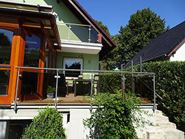 Terrassen- und Balkongeländer aus Bronze-Farbiges Klarglas